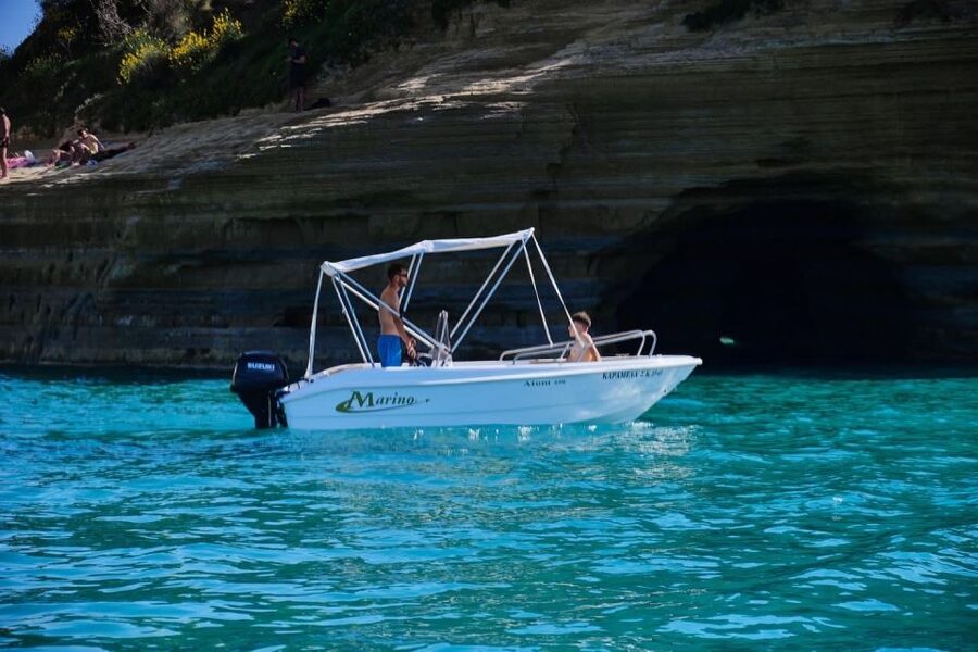 Corfu: Premium Boat Rental without Skipper - The boat setup: 40 hp power, GPS tracking, and included gear