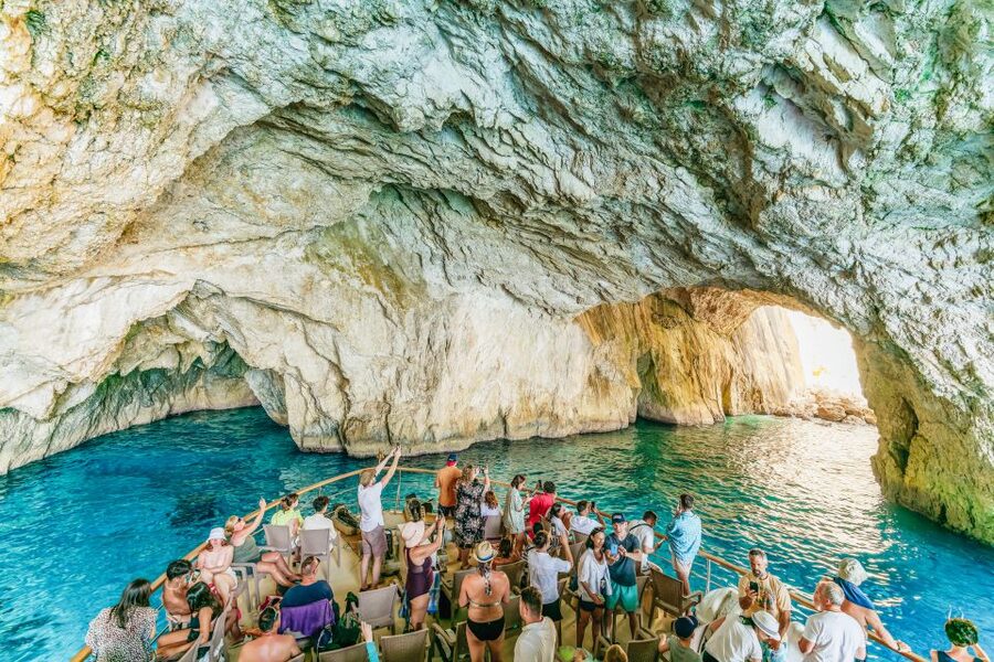From Corfu Island: Antipaxos & Paxos Blue Caves Boat Cruise - Mesovrika or Voutoumi on Antipaxos: the swim stop you’ll remember