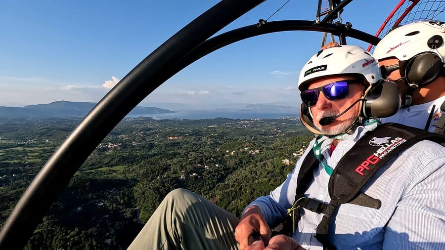 Paramotor Flight over Corfu's West Coast - Filming options: GoPro-style stick and video extras