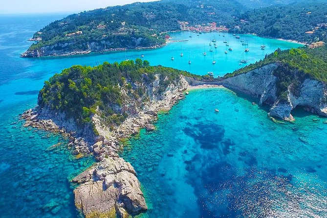 Paxos Antipaxos Blue Caves Day Tour from Corfu - Antipaxos beach time: turquoise views, plus jellyfish awareness