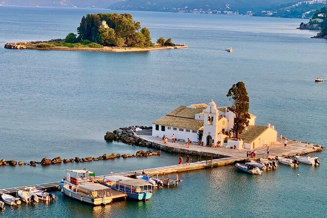Sunset boat trip to Mouse Island - Leaving Corfu Town by boat: the best seat in the house
